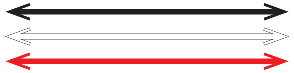 Horizontal dual thin long straight double ended arrow. eps 10. different colour.