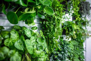 Vertical landscaping of balconies. A  balcony mini-vegetable garden. Young greens and herbs are grown in a city apartment. Healthy food for breakfast.