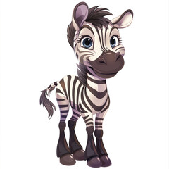 Cute Funny Cartoon Zebra, Illustration for Children Book, Generative AI