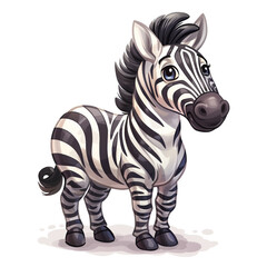Fototapeta na wymiar Cute Funny Cartoon Zebra, Illustration for Children Book, Generative AI