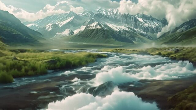 video Beautiful landscape with a river