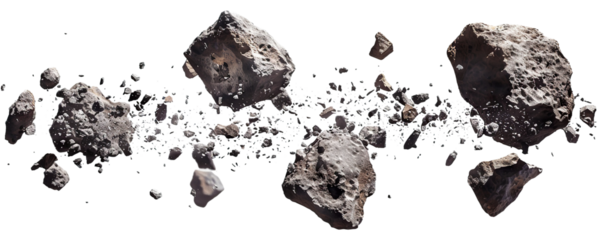 Flying asteroids cut out