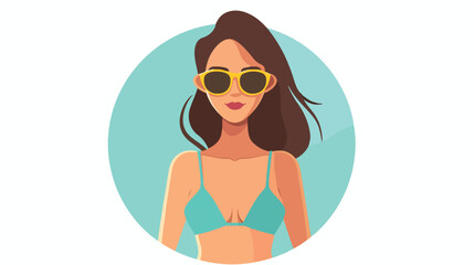 Woman in swimsuit with glasses flat cartoon vactor