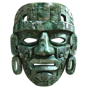 Aztec Jade Mask Clipart clipart isolated on white background