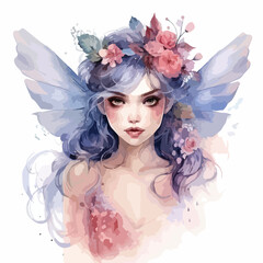 Beautiful fairy illustration. Magical fairy with wing