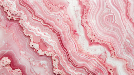 Detailed view of pink and white marble swirls, showcasing natural stone pattern for backgrounds or wallpapers