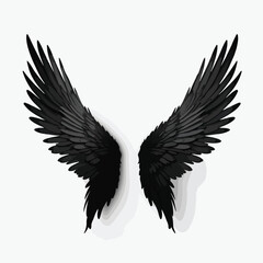 Black wing clipart isolated on white background -