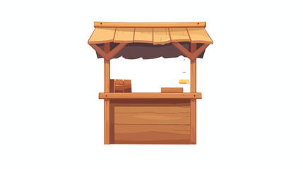 Wooden booth stand flat cartoon vactor illustration