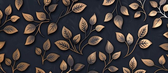 Fadeless pattern with circular floral and foliage motifs - obrazy, fototapety, plakaty