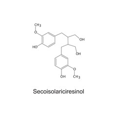 Secoisolariciresinol skeletal structure diagram.lignan compound molecule scientific illustration on white background.