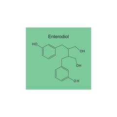 Enterodiol skeletal structure diagram.lignan compound molecule scientific illustration on green background.