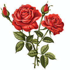 Clipart Red Roses clipart isolated on white background
