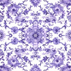 Watercolor Seamless pattern with purple and white