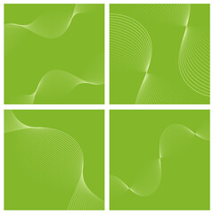 Set of abstract backgrounds with waves isolated on white. Vector banners with lines. Geometric element for design. Green color. Nature, eco, vegan