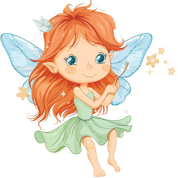 Cute Magical Fairy Clipart clipart isolated on white