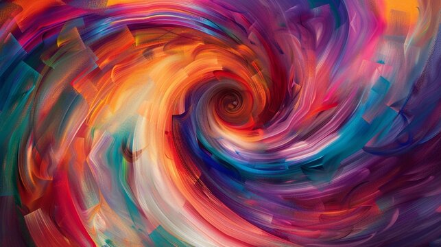 A hypnotic swirl of vibrant colors and abstract shapes, creating a sense of movement and dynamism that draws the viewer in.