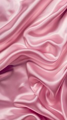 Fototapeta premium Detailed view of luxurious and smooth pink satin fabric, background, wallpaper