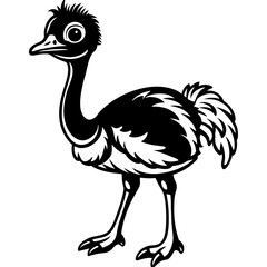 cute ostrich on white background vector 
