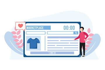 E Commerce Flat Design Illustration