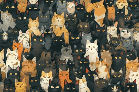 many cats - illustration