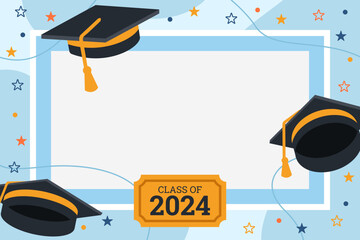 Graduation photo frame for 2024. Template for the design of frames for graduates, photographs