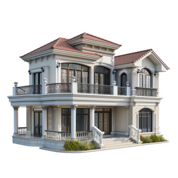 residential bungalow 3d model on transparency background PNG
