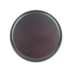 wooden stand, wooden pedestal for placing products, wooden plate, isolated from the background