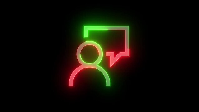 Neon feedback icon green red color glowing animation black background