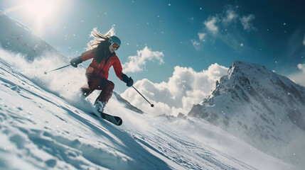 girl skiing down the mountain