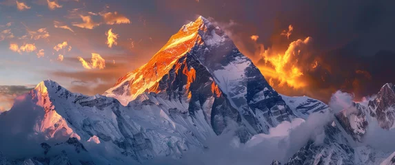 Schapenvacht deken met patroon K2 Photo of K2 mountain in himalayas