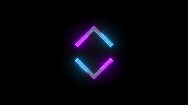 Neon scroll up down icon cyan purple color glowing animation black background