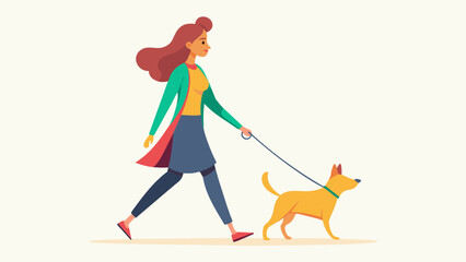 dog with walking vector illustration