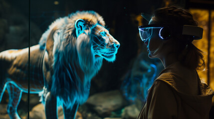 Fototapeta na wymiar State-of-the-art zoo using AR technology with smart glasses