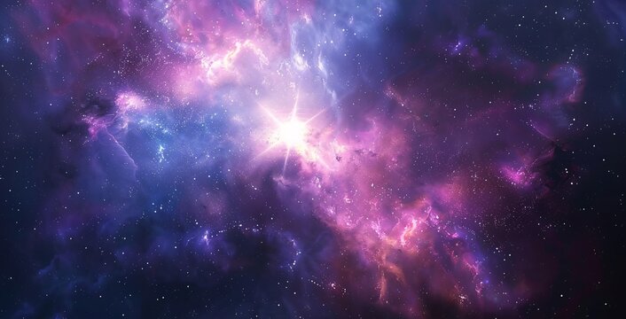 Purple Nebula with a Solar Flare A Stellar Sight for the Month of April Generative AI