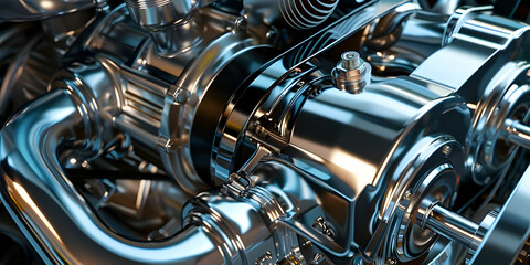 Close-Up Display of Modern Engine Concept,  Automotive Innovation, Revolutionary Technology
