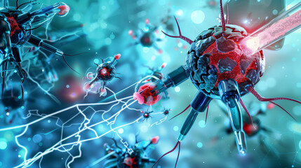 Nanomedicine Marvels: Targeted Drug Delivery by Nanorobots - obrazy, fototapety, plakaty