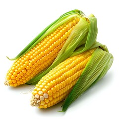corn on the cob isolated on white background with shadow. Corn vegetable top view isolated. Corn flat lay