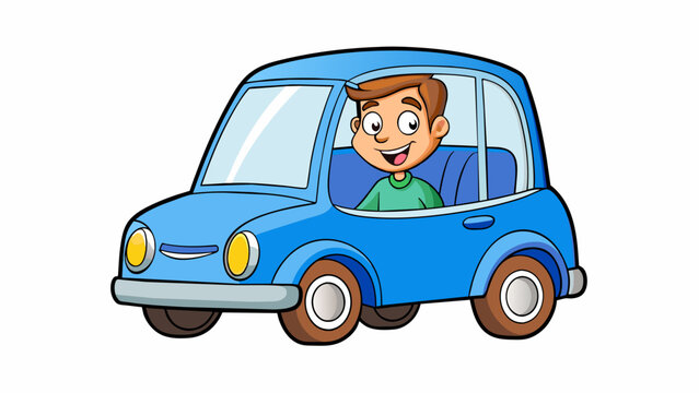 young man driving car vector illustration