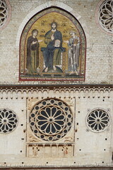 Detail of the facade of Cathedral of Santa Maria Assunta in Spoleto, Italy