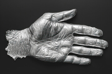Aluminum Foil Handprint Artistry., Abstract Textured Fingerprint