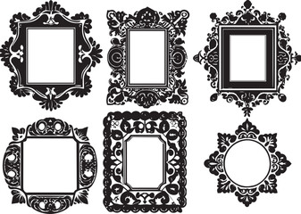 Set of decorative vintage frame labels. Hand drawn vector illustration	