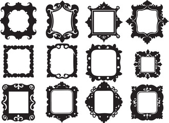 Set of decorative vintage frame labels. Hand drawn vector illustration	
