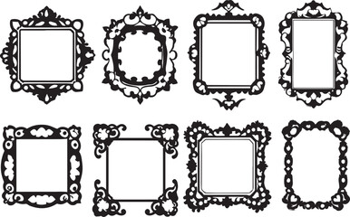 Set of decorative vintage frame labels. Hand drawn vector illustration	