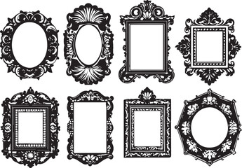 Set of decorative vintage frame labels. Hand drawn vector illustration	