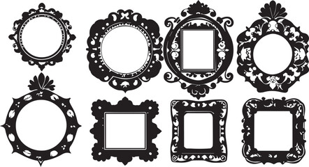 Set of decorative vintage frame labels. Hand drawn vector illustration	