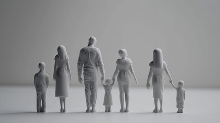 A family of parents and children made from wooden dolls. symbol of family - obrazy, fototapety, plakaty
