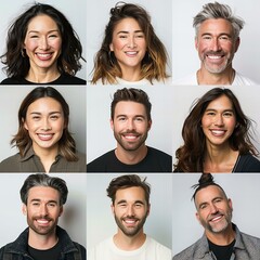 Group of Smiling People Faces Collage. Labor day