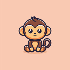 Illustration of a charming little monkey in vector form.