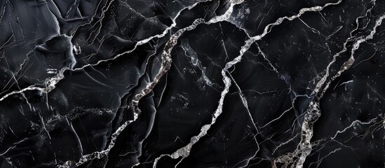 Abstract black and white natural pattern on black marble