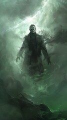Mysterious Man Shrouded Green Mist